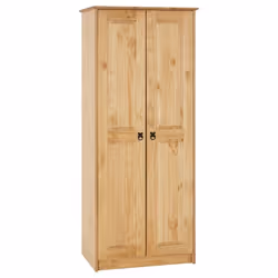 Armoire BARRIO en pin massif style mexicain penderie pour vêtements avec 2 portes finition teintée/cirée