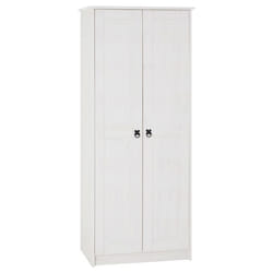 Armoire RESIDENCIA en pin lasuré blanc penderie pour vêtements style mexicain avec 2 portes