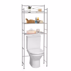 Etagère de salle de bain MARSA meuble de rangement au-dessus des toilettes wc ou lave-linge avec 3 tablettes en métal chromé