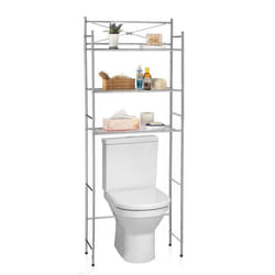Etagère de salle de bain MARSA meuble de rangement au-dessus des toilettes wc ou lave-linge avec 3 tablettes en métal chromé