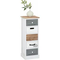 Chiffonnier salva h 77 cm en bois massif - Blanc, gris et brun