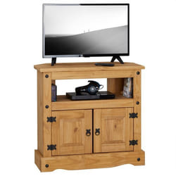 Meuble TV SALSA L 85 cm en bois massif brun avec 2 portes et une niche meuble de salon style mexicain