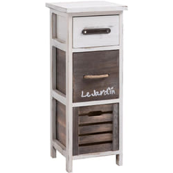 Idimex - Chiffonnier padua en bois, 3 tiroirs, blanc et brun