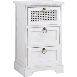 Idimex - Table de chevet irma, 3 tiroirs, blanc