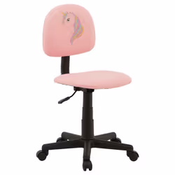 Chaise de bureau pour enfant UNICORN fauteuil pivotant sans accoudoirs hauteur réglable en synthétique rose avec motif licorn ...