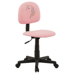 Chaise de bureau pour enfant UNICORN fauteuil pivotant sans accoudoirs hauteur réglable en synthétique rose avec motif licorne