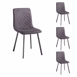 Lot de 4 chaises TREVISO avec revêtement en tissu et structure en métal noir chaise de salle à manger coloris gris