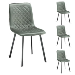 Lot de 4 chaises de salle à manger TERNI rembourrées avec revêtement en tissu suédine vert