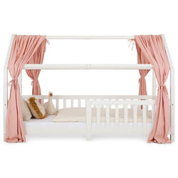 lot de 2 rideaux de lit NENA en mousseline 100% coton 125 x 310 cm Pour lits cabanes enfants Tissu léger et doux Rose