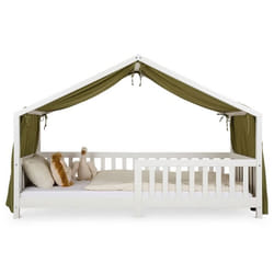 Rideau de lit LIAN en mousseline 100% coton 125 x 390 cm Pour lits cabanes enfants Tissu léger et doux Vert foncé