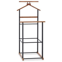 Valet de chambre KANNA chevalet de nuit double portant pour vêtements en bambou noir et vintage