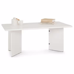 Table basse MESA pour salon en bois massif blanc Design rectangulaire moderne Pieds angulaires 110 x 45 x 60 cm