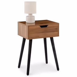 Table de chevet LAYLA H 57 cm avec 1 Tiroir Coloris Noyer Design Moderne Table de Nuit sur Pieds en Bois