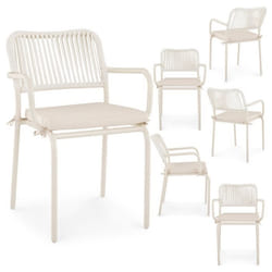 Lot de 6 chaises de jardin dextérieur VOLONTE en aluminium beige avec coussin dassise chaises empilables