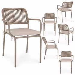 Lot de 6 chaises de jardin dextérieur VOLONTE en aluminium coloris champagne avec coussin dassise chaises empilables