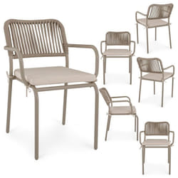Lot de 6 chaises de jardin dextérieur VOLONTE en aluminium coloris champagne avec coussin dassise chaises empilables