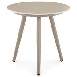 Table d'appoint extérieur ROSALIA ronde en pierre frittée coloris champagne diamètre 45 cm pour balcon ou terrasse