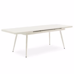 Table de jardin extérieur SUNNY L 180 cm extensible en aluminium coloris blanc pour 6-8 personnes