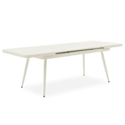 Table de jardin extérieur SUNNY L 180 cm extensible en aluminium coloris blanc pour 6-8 personnes