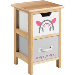 Idimex - Table de chevet enfant esta, en bois de paulownia avec motif arc-en-ciel