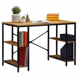 Bureau EVORA en métal avec plateau en fibres de bois et 4 étagères couleur chêne sauvage