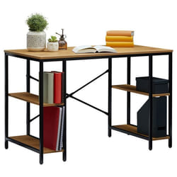 Bureau EVORA en métal avec plateau en fibres de bois et 4 étagères couleur chêne sauvage