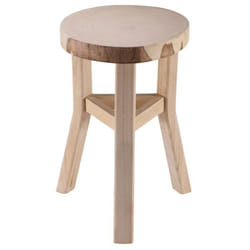 Tabouret en bois ZAHORA petit tabouret rond de décoration coloris naturel