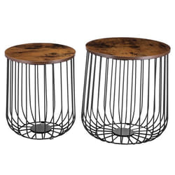 Lot de 2 tables dappoint ERRANO paniers en métal tables à café tables basses rondes bouts de canapé vintage décor old style