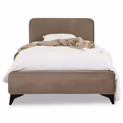 Lit simple RAVELLO 90x190 cm Revêtement en tissu Lit style moderne pour 1 personne Cadre de lit avec sommier inclus Grège