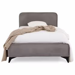 Lit simple RAVELLO 90x190 cm Revêtement en tissu Lit style moderne pour 1 personne Cadre de lit en bois avec sommier inclus