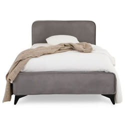 Lit simple RAVELLO 90x190 cm Revêtement en tissu Lit style moderne pour 1 personne Cadre de lit en bois avec sommier inclus