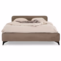 Lit double RAVELLO 140x190 cm Revêtement en tissu Lit style moderne pour 2 personnes Cadre de lit avec sommier inclus Grège
