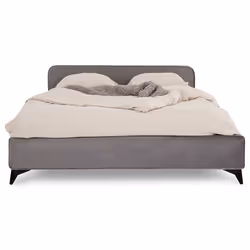 Lit double RAVELLO 140x190 cm Revêtement en tissu Lit style moderne pour 2 personnes Cadre de lit avec sommier inclus Gris