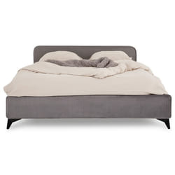 Lit double RAVELLO 140x190 cm Revêtement en tissu Lit style moderne pour 2 personnes Cadre de lit avec sommier inclus Gris