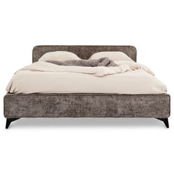 Lit double LEVERDA 140x190 cm Revêtement en tissu Lit style moderne pour 2 personnes Cadre de lit avec sommier inclus Gris
