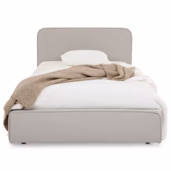 Lit simple BELARTI 90x190 cm Revêtement en tissu Lit style moderne pour 1 personne Cadre de lit avec sommier inclus Gris clai ...