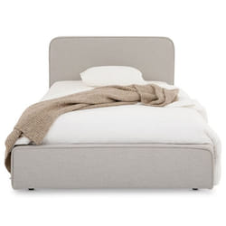 Lit simple BELARTI 90x190 cm Revêtement en tissu Lit style moderne pour 1 personne Cadre de lit avec sommier inclus Gris clair