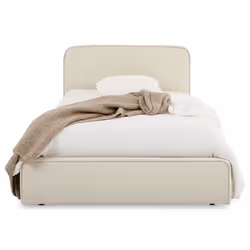 Lit simple BELARTI 90x190 cm Revêtement en tissu Lit style moderne pour 1 personne Cadre de lit avec sommier inclus Blanc crè ...