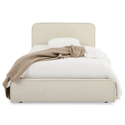 Lit simple BELARTI 90x190 cm Revêtement en tissu Lit style moderne pour 1 personne Cadre de lit avec sommier inclus Blanc crème