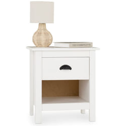 Idimex - Table de chevet tilly h 50 cm en bois massif - Blanc