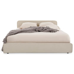Lit double BELARTI 140x190 cm Revêtement en tissu Beige Lit style moderne pour 2 personnes Cadre avec sommier inclus