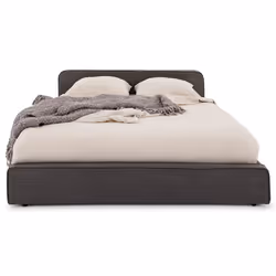 Lit double BELARTI 140x190 cm Revêtement en tissu Gris foncé Lit style moderne pour 2 personnes Cadre avec sommier inclus