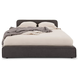 Lit double BELARTI 140x190 cm Revêtement en tissu Gris foncé Lit style moderne pour 2 personnes Cadre avec sommier inclus