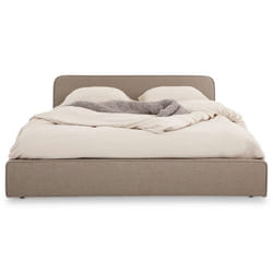 Lit double BELARTI 140x190 cm Revêtement en tissu Grège Lit style moderne pour 2 personnes Cadre avec sommier inclus