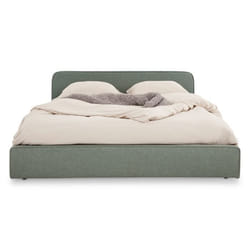 Lit double BELARTI 140x190 cm Revêtement en Tissu Vert Lit style moderne pour 2 personnes Cadre de lit avec sommier inclus