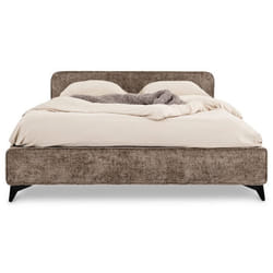 Lit double LEVERDA 140x190 cm Revêtement en tissu Lit style moderne pour 2 personnes Cadre de lit avec sommier inclus Brun