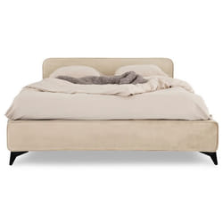 Lit double RAVELLO 140x190 cm Revêtement en tissu Lit style moderne pour 2 personnes Cadre de lit avec sommier inclus Beige