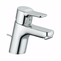 Mitigeur de lavabo sur plage avec garniture de vidage montage monotrou hauteur du mitigeur 125 mm débit 7 l/min pour une pres ...