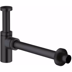 Siphon à tasse design couleur : noir mat G 1 1/4 × 32 mm avec coude d’évacuation 330 mm avec rosace tube de sortie réglable a ...
