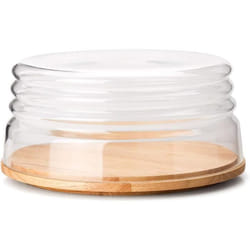 Plateau à fromage avec cloche - CONTINENTA - 2 pièces - Verre soufflé - Bois - Design primé
